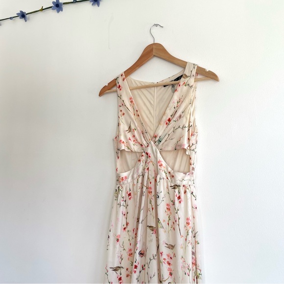 Zara Cream Floral Maxi Dress with Pink & Green Print - Picture 5 of 14